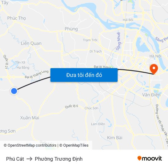 Phú Cát to Phường Trương Định map