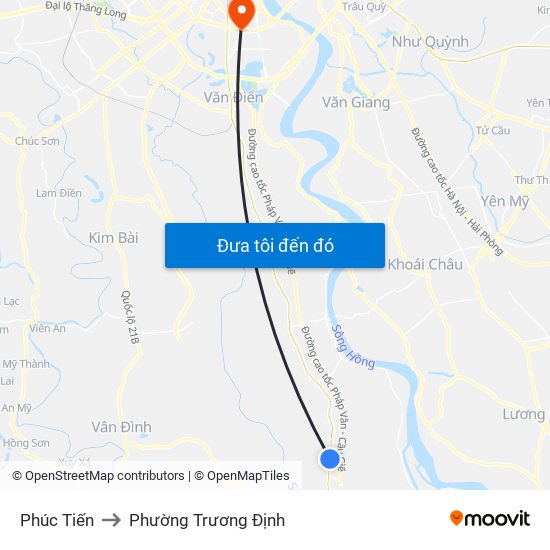 Phúc Tiến to Phường Trương Định map