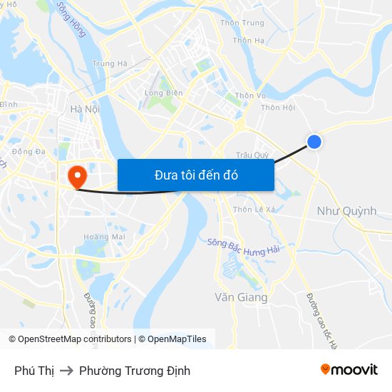 Phú Thị to Phường Trương Định map