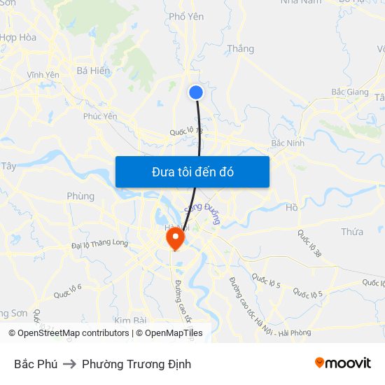 Bắc Phú to Phường Trương Định map