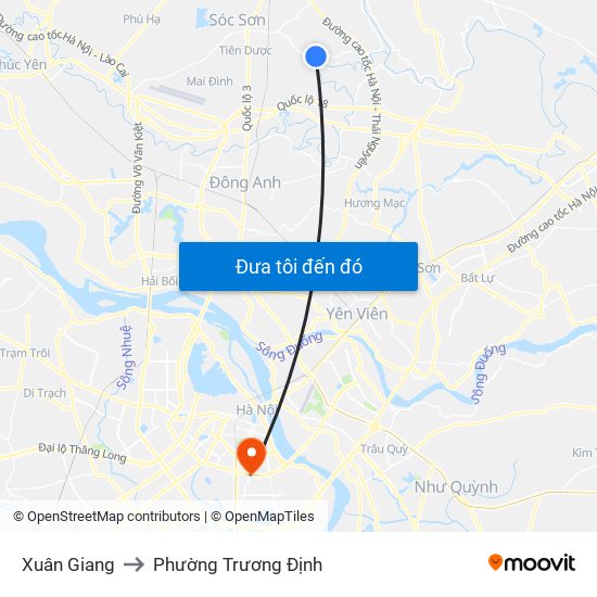 Xuân Giang to Phường Trương Định map