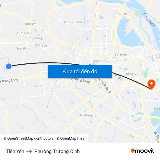 Tiền Yên to Phường Trương Định map