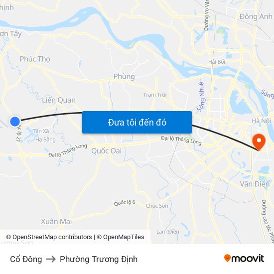 Cổ Đông to Phường Trương Định map