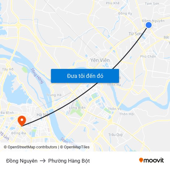 Đồng Nguyên to Phường Hàng Bột map