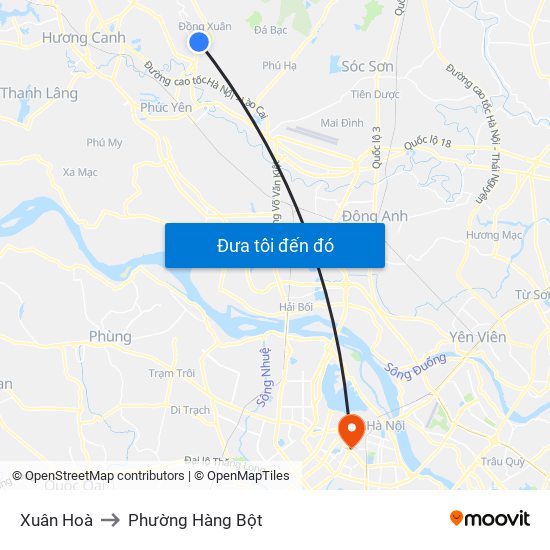 Xuân Hoà to Phường Hàng Bột map