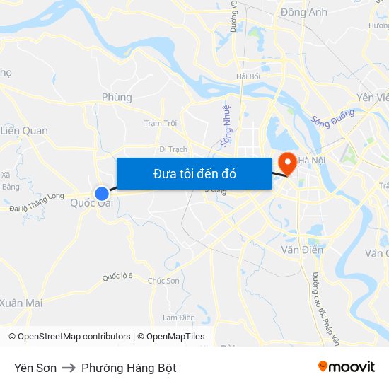 Yên Sơn to Phường Hàng Bột map