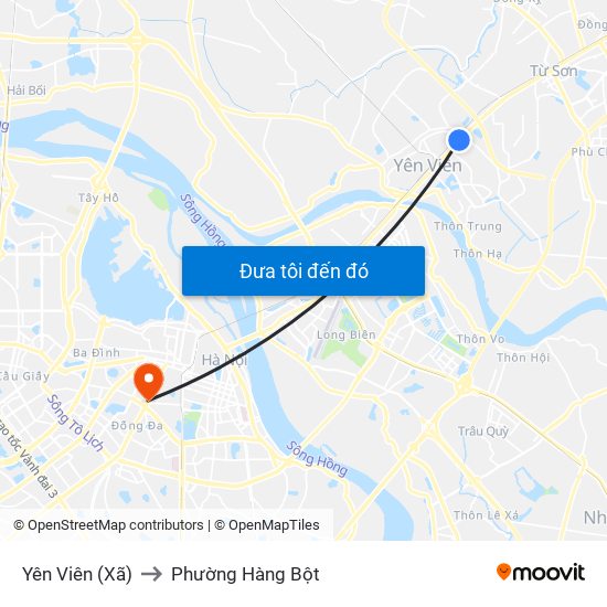 Yên Viên (Xã) to Phường Hàng Bột map