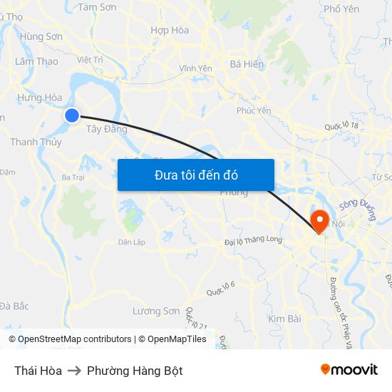 Thái Hòa to Phường Hàng Bột map