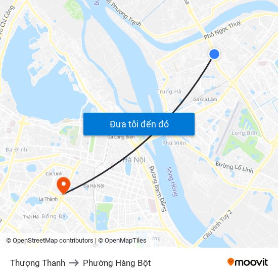 Thượng Thanh to Phường Hàng Bột map