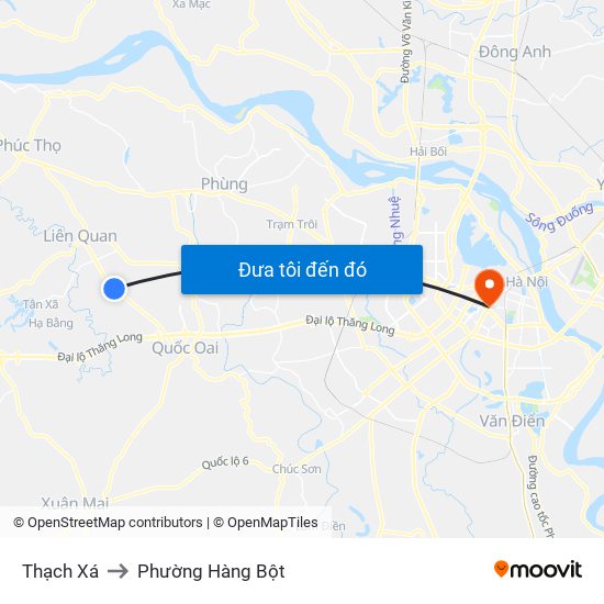 Thạch Xá to Phường Hàng Bột map