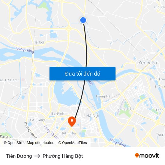 Tiên Dương to Phường Hàng Bột map