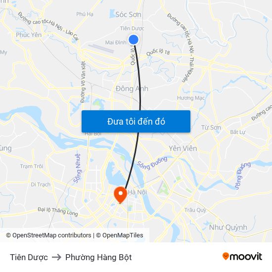 Tiên Dược to Phường Hàng Bột map