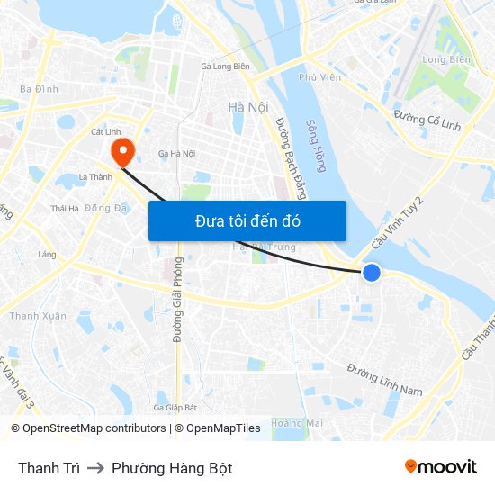Thanh Trì to Phường Hàng Bột map
