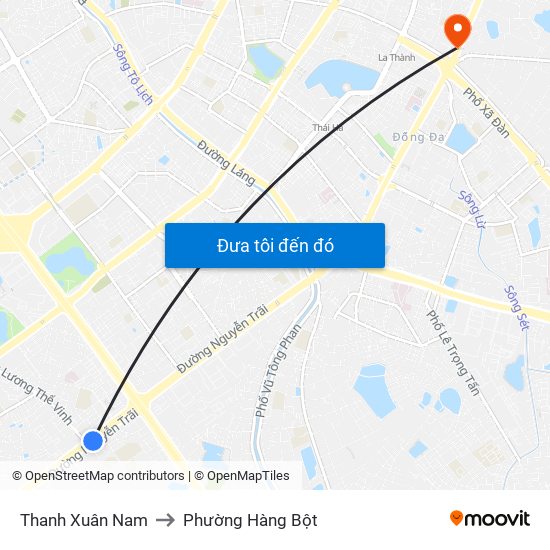 Thanh Xuân Nam to Phường Hàng Bột map