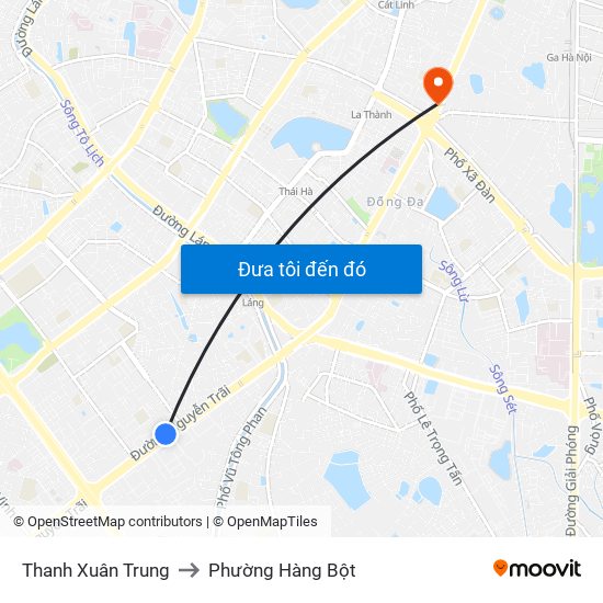 Thanh Xuân Trung to Phường Hàng Bột map