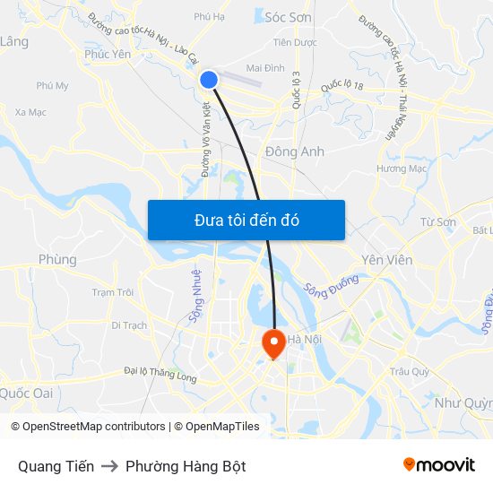 Quang Tiến to Phường Hàng Bột map