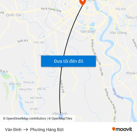 Vân Đình to Phường Hàng Bột map