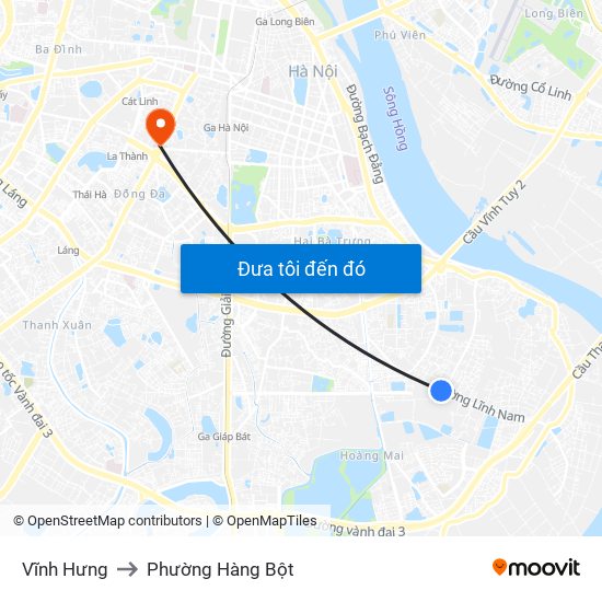 Vĩnh Hưng to Phường Hàng Bột map