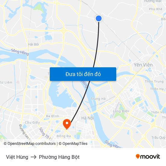 Việt Hùng to Phường Hàng Bột map