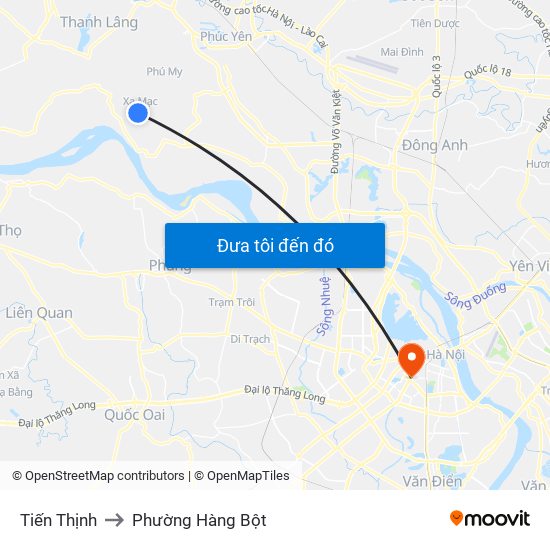 Tiến Thịnh to Phường Hàng Bột map