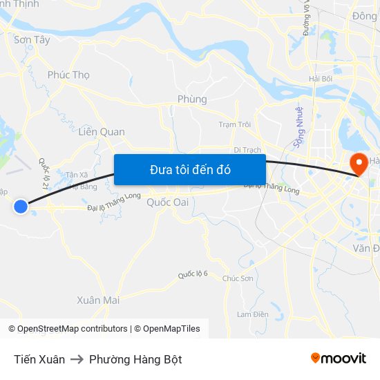 Tiến Xuân to Phường Hàng Bột map