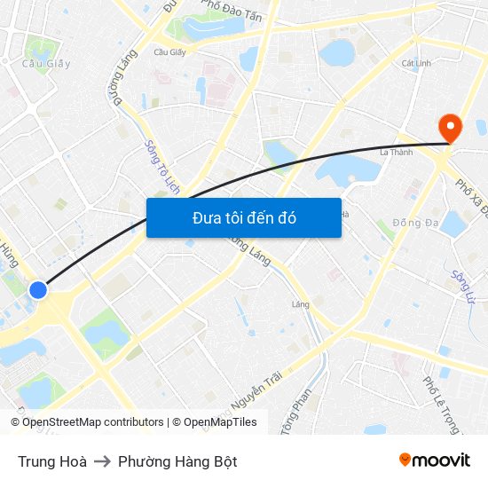 Trung Hoà to Phường Hàng Bột map