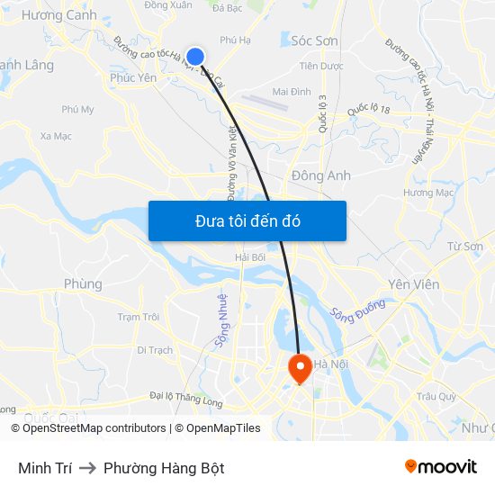 Minh Trí to Phường Hàng Bột map