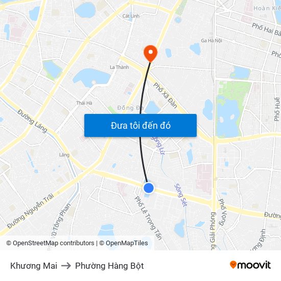 Khương Mai to Phường Hàng Bột map