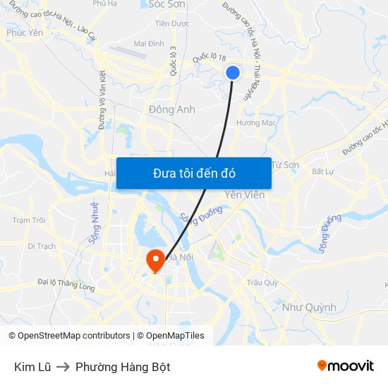 Kim Lũ to Phường Hàng Bột map
