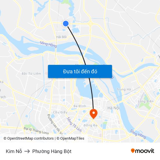 Kim Nỗ to Phường Hàng Bột map