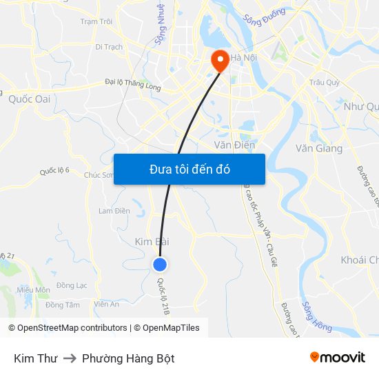 Kim Thư to Phường Hàng Bột map
