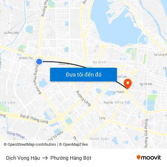 Dịch Vọng Hậu to Phường Hàng Bột map