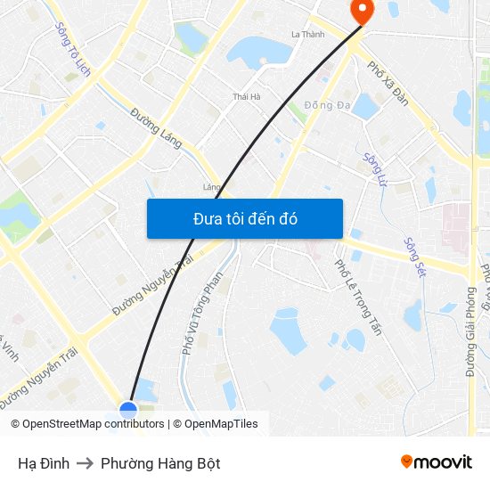 Hạ Đình to Phường Hàng Bột map