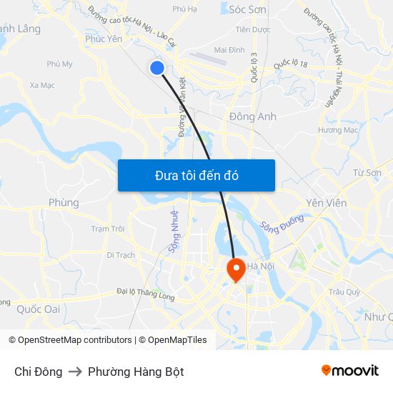 Chi Đông to Phường Hàng Bột map