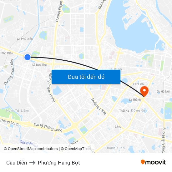 Cầu Diễn to Phường Hàng Bột map