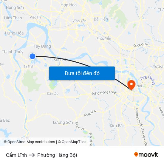 Cẩm Lĩnh to Phường Hàng Bột map