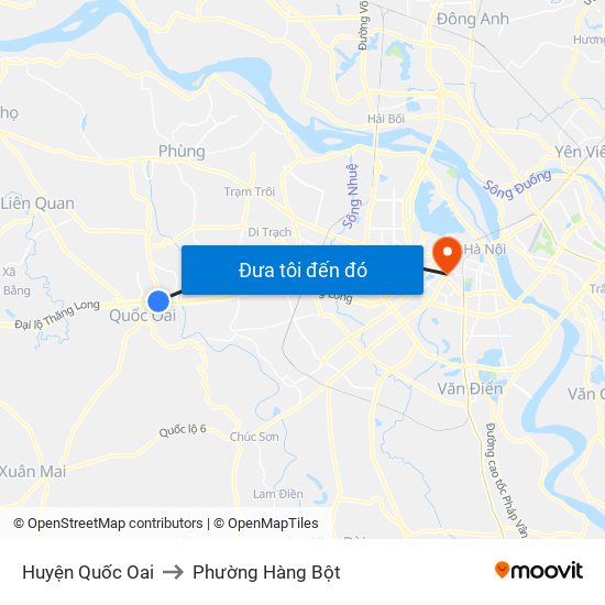 Huyện Quốc Oai to Phường Hàng Bột map