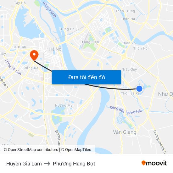 Huyện Gia Lâm to Phường Hàng Bột map