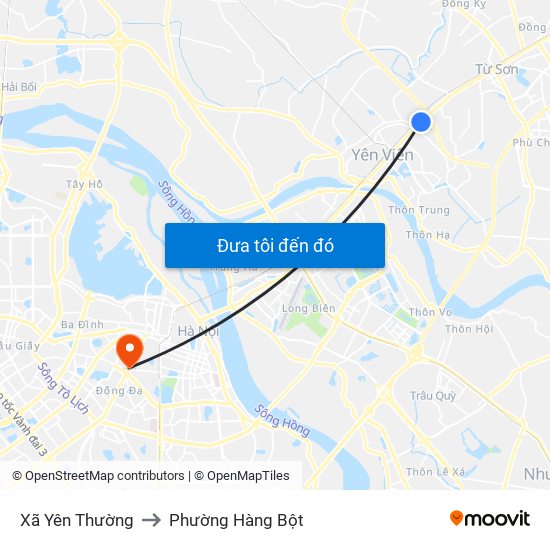 Xã Yên Thường to Phường Hàng Bột map