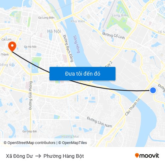 Xã Đông Dư to Phường Hàng Bột map