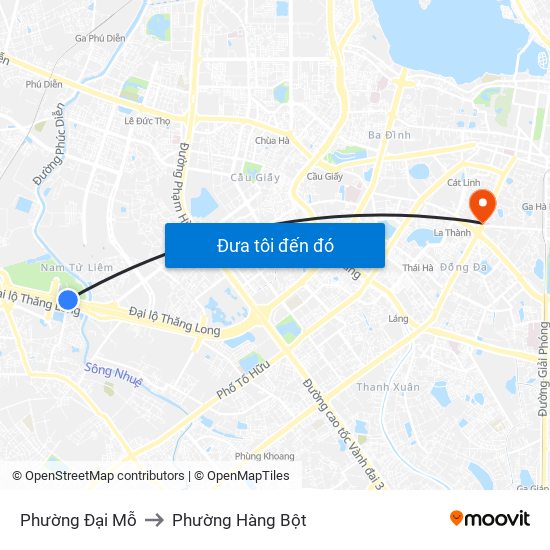 Phường Đại Mỗ to Phường Hàng Bột map