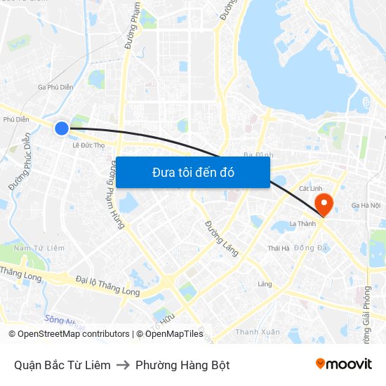 Quận Bắc Từ Liêm to Phường Hàng Bột map