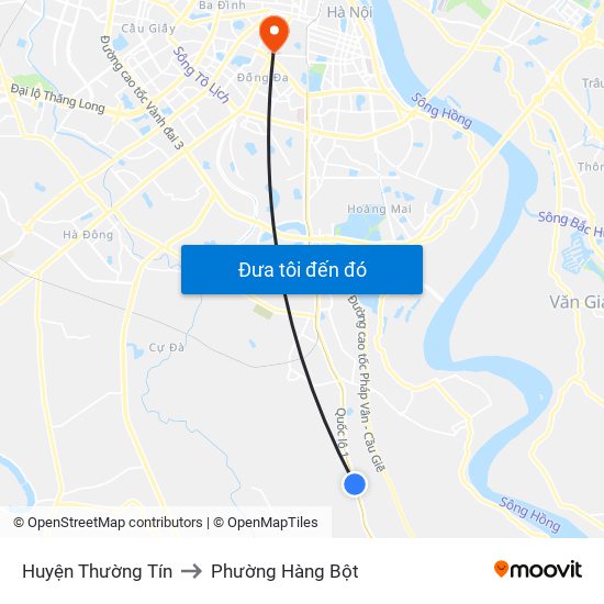 Huyện Thường Tín to Phường Hàng Bột map