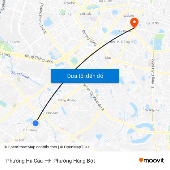 Phường Hà Cầu to Phường Hàng Bột map