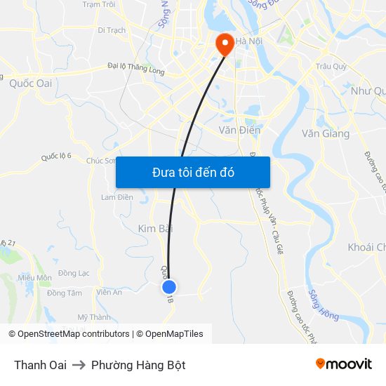 Thanh Oai to Phường Hàng Bột map