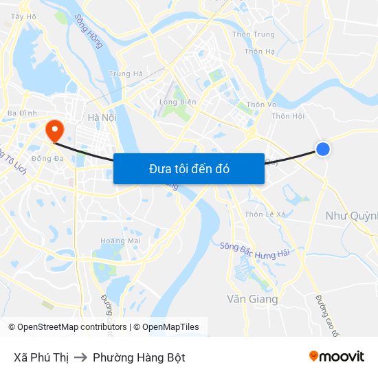 Xã Phú Thị to Phường Hàng Bột map