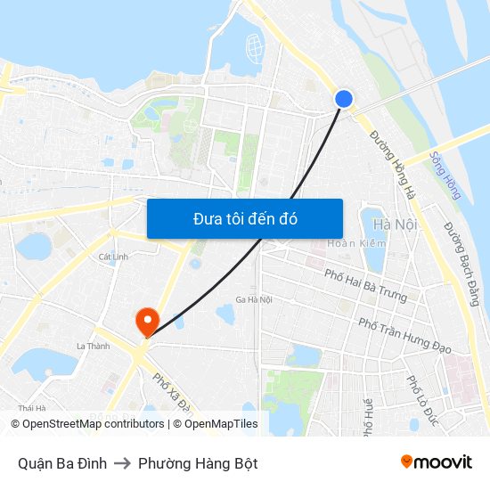 Quận Ba Đình to Phường Hàng Bột map