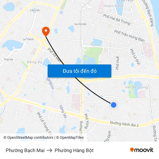 Phường Bạch Mai to Phường Hàng Bột map
