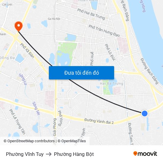 Phường Vĩnh Tuy to Phường Hàng Bột map