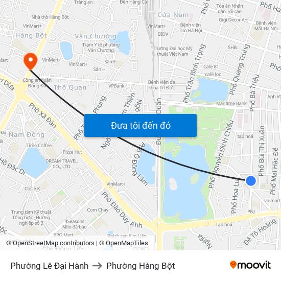 Phường Lê Đại Hành to Phường Hàng Bột map